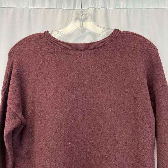 Loft Womens Ann Taylor Pullover Sweater Wine Long Sleeve Crew Neck Tight Knit S - Picture 6 of 10
